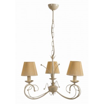 Φωτιστικό Πολύφωτο 3φ Μέταλλο κρεμ/πατίνα χρυσή με αμπαζούρ Ε14