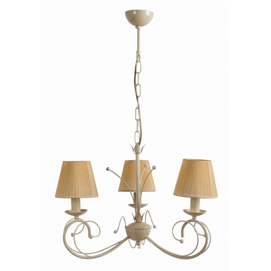 Φωτιστικό Πολύφωτο 3φ Μέταλλο κρεμ/πατίνα χρυσή με αμπαζούρ Ε14