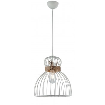 Φωτιστικό μονόφωτο μέταλλο λευκό/σχοινί Ε27 Φ30