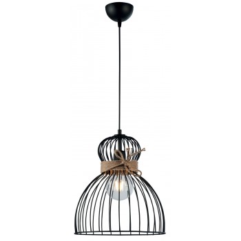 Φωτιστικό μονόφωτο μέταλλο μαύρο/σχοινί Ε27 Φ30