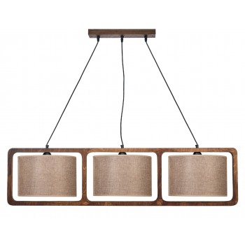 Φωτιστικό Πολύφωτο 3φ Ξύλο/Αμπαζούρ μόκα Ε27