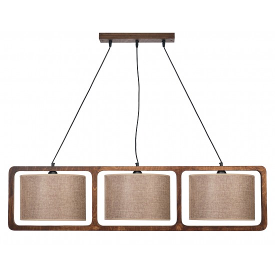 Φωτιστικό Πολύφωτο 3φ Ξύλο/Αμπαζούρ μόκα Ε27