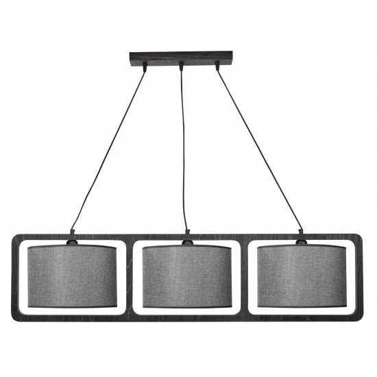 Φωτιστικό Πολύφωτο 3φ Ξύλο/Αμπαζούρ γκρι Ε27