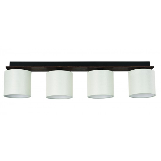 Φωτιστικό Οροφής 4φ Ξύλο/Αμπαζούρ μπεζ Ε27