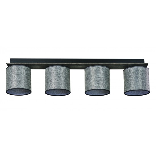 Φωτιστικό Οροφής 4φ Ξύλο/Αμπαζούρ γκρι Ε27