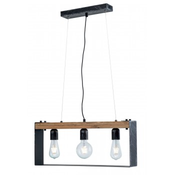 Φωτιστικό Πολύφωτο 3φ Ξύλο/Μέταλλο μαύρο/Πατίνα ασημί Ε27
