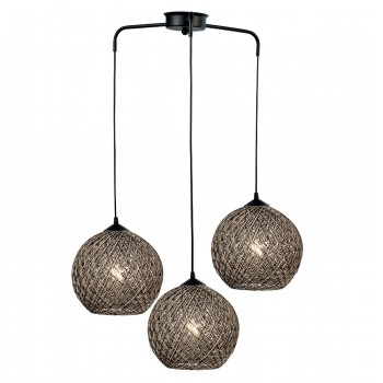 Φωτιστικό Πολύφωτο 3φ Μέταλλο μαύρο/Μπάλα σχοινί Ε27