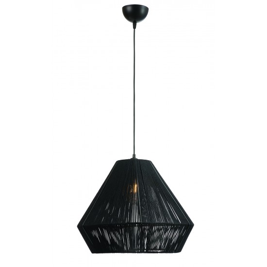 Φωτιστικό μονόφωτο σχοινί μαύρο Ε27 Φ40