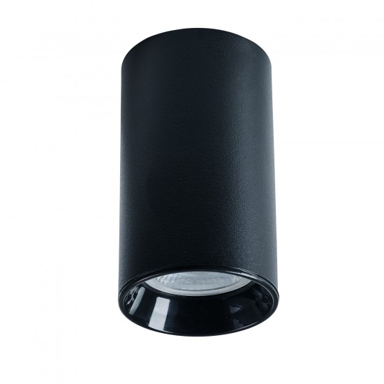 Φωτιστικό μονόφωτο οροφής αλουμίνιο στρογγυλό μαύρο GU10 Φ6