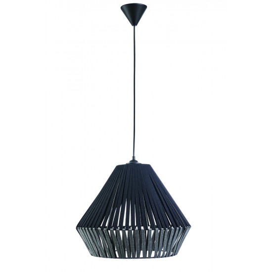 Φωτιστικό μονόφωτο ύφασμα  μαύρο/γκρι Ε27 Φ40