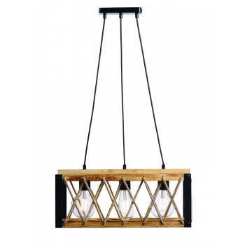 Φωτιστικό Πολύφωτο 3φ Μέταλλο μαύρο/Ξύλο Ε27