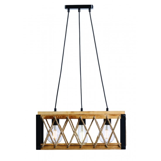 Φωτιστικό Πολύφωτο 3φ Μέταλλο μαύρο/Ξύλο Ε27