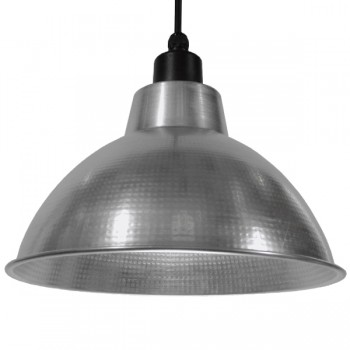 GloboStar® LOUVE 01178 Vintage Industrial Κρεμαστό Φωτιστικό Οροφής Μονόφωτο Ασημί Μεταλλικό Καμπάνα Φ39 x Y32cm