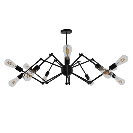 GloboStar® SPIDER 01012 Vintage Industrial Φωτιστικό Οροφής Πολύφωτο Μαύρο Μεταλλικό Φ100 x Y40cm GloboStar® SPIDER 01012 Vintage Industrial Φωτιστικό Οροφής Πολύφωτο Μαύρο Μεταλλικό Φ100 x Y40cm