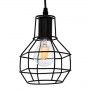 GloboStar® CAGE BLACK 01017 Vintage Industrial Κρεμαστό Φωτιστικό Οροφής Μονόφωτο Μαύρο Μεταλλικό Πλέγμα Φ15 x Y20cm