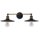GloboStar® TWINS 01069 Vintage Industrial Φωτιστικό Τοίχου Απλίκα Δίφωτο Μαύρο Μεταλλικό Καμπάνα Φ21 x Μ30 x Π60 x Υ18cm