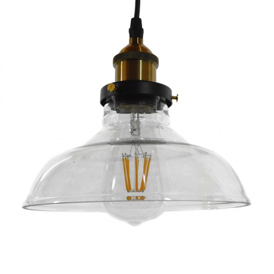 GloboStar® BINGLEY 01075 Vintage Κρεμαστό Φωτιστικό Οροφής Μονόφωτο 1 x E27 Γυάλινο Καμπάνα Φ20 x Y15cm GloboStar® BINGLEY 01075 Vintage Κρεμαστό Φωτιστικό Οροφής Μονόφωτο 1 x E27 Γυάλινο Καμπάνα Φ20 x Y15cm
