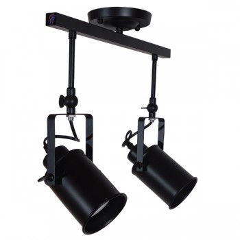 GloboStar® HOLLYWOOD 01154 Vintage Φωτιστικό Οροφής Δίφωτο Μαύρο Μεταλλικό Ράγα Μ44 x Π13 x Υ36cm