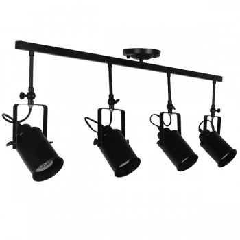 GloboStar® HOLLYWOOD 01156 Vintage Φωτιστικό Οροφής Πολύφωτο Μαύρο Μεταλλικό Ράγα Μ13 x Π110 x Υ38cm