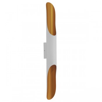 GloboStar® DIVINA 01303 Μοντέρνο Φωτιστικό Τοίχου Απλίκα Δίφωτο Λευκό Χρυσό  Μεταλλικό Φ5.5 x Π8 x Υ60cm