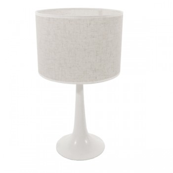 GloboStar® AMBROSIA WHITE 01395 Μοντέρνο Επιτραπέζιο Φωτιστικό Πορτατίφ Μονόφωτο Μεταλλικό με Λευκό Καπέλο Φ25 x Υ46cm