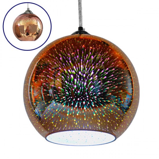 GloboStar® JUPITER 01349 Μοντέρνο Κρεμαστό Φωτιστικό Οροφής Μονόφωτο 1 x E27 Γυάλινο Νίκελ Χάλκινο 3D Φ25 x Υ22cm GloboStar® JUPITER 01349 Μοντέρνο Κρεμαστό Φωτιστικό Οροφής Μονόφωτο 1 x E27 Γυάλινο Νίκελ Χάλκινο 3D Φ25 x Υ22cm