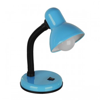 GloboStar® STUDENT BLUE 01532 Μοντέρνο Επιτραπέζιο Φωτιστικό Γραφείου Μονόφωτο Μεταλλικό Θαλασσί Λευκό με Διακόπτη ΟN/OFF Φ12 x Υ32cm