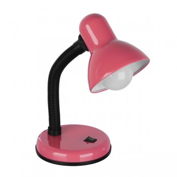 GloboStar® STUDENT PINK 01534 Μοντέρνο Επιτραπέζιο Φωτιστικό Γραφείου Μονόφωτο Μεταλλικό Ροζ Λευκό με Διακόπτη ΟN/OFF Φ12 x Υ32cm