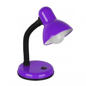 GloboStar® STUDENT PURPLE 01537 Μοντέρνο Επιτραπέζιο Φωτιστικό Γραφείου Μονόφωτο Μεταλλικό Μωβ Λευκό με Διακόπτη ΟN/OFF Φ12 x Υ32cm