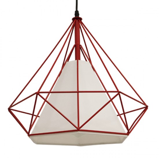 GloboStar® KAIRI 01620 Μοντέρνο Industrial Κρεμαστό Φωτιστικό Οροφής Μονόφωτο 1 x E27 Κόκκινο με Άσπρο Ύφασμα Μεταλλικό Πλέγμα Φ38 x Υ39cm GloboStar® KAIRI 01620 Μοντέρνο Industrial Κρεμαστό Φωτιστικό Οροφής Μονόφωτο 1 x E27 Κόκκινο με Άσπρο Ύφασμα Μεταλλικό Πλέγμα Φ38 x Υ39cm
