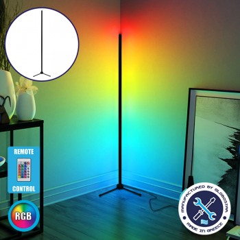 Μοντέρνο Minimal Επιδαπέδιο Μαύρο Φωτιστικό 250cm LED 40 Watt με Ασύρματο Χειριστήριο RF & Dimmer RGB GloboStar ALIEN Design GLOBO-250-8