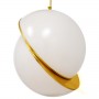 GloboStar® HUDSON 01555 Μοντέρνο Κρεμαστό Φωτιστικό Οροφής Μονόφωτο 1 x E27 Λευκό με Χρυσό Φ30 x Υ34cm