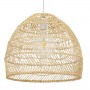 GloboStar® MALIBU 00973 Vintage Κρεμαστό Φωτιστικό Οροφής Μονόφωτο 1 x E27 Μπεζ Ξύλινο Μπαμπού Φ40 x Y35cm