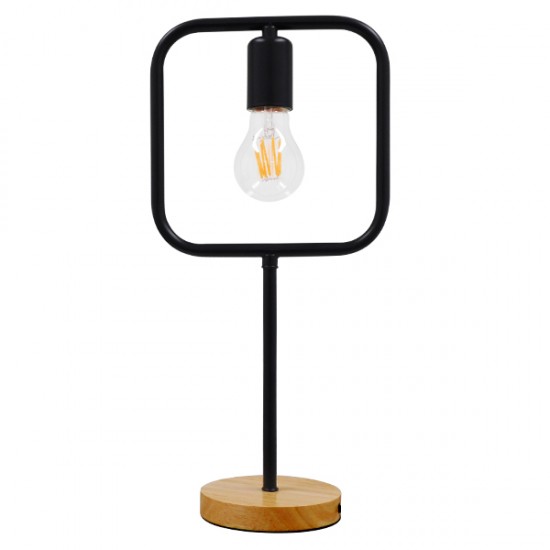 GloboStar® HONOR SQUARE 01435 Μοντέρνο Επιτραπέζιο Φωτιστικό Πορτατίφ Μονόφωτο Μαύρο Μεταλλικό με Ξύλινη Βάση Δρυς Μ20 x Π20 x Υ42cm GloboStar® HONOR SQUARE 01435 Μοντέρνο Επιτραπέζιο Φωτιστικό Πορτατίφ Μονόφωτο Μαύρο Μεταλλικό με Ξύλινη Βάση Δρυς Μ20 x Π20 x Υ42cm