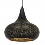 GloboStar® JANIS 01590 Μοντέρνο Κρεμαστό Φωτιστικό Οροφής Μονόφωτο 1 x E27 Μαύρο - Χρυσό Μεταλλικό Καμπάνα Φ30 x Υ30cm
