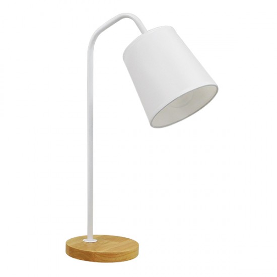 GloboStar® BARNABY 01574 Μοντέρνο Επιτραπέζιο Φωτιστικό Πορτατίφ Μονόφωτο Λευκό Μεταλλικό με Καπέλο και Ξύλινη Καφέ Βάση Φ13 x Υ48cm GloboStar® BARNABY 01574 Μοντέρνο Επιτραπέζιο Φωτιστικό Πορτατίφ Μονόφωτο Λευκό Μεταλλικό με Καπέλο και Ξύλινη Καφέ Βάση Φ13 x Υ48cm