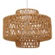 GloboStar® JENSON 00909 Vintage Κρεμαστό Φωτιστικό Οροφής Μονόφωτο 1 x E27 Πλέγμα με Ανοιχτό Καφέ Σχοινί Φ33 x Y35cm