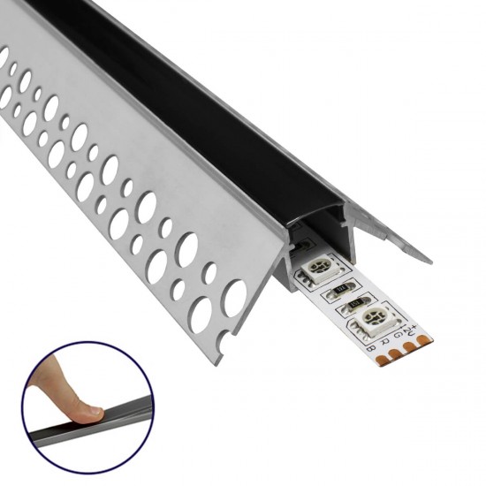 GloboStar® 70822-3M Χωνευτό Γωνιακό για Γυψοσανίδα - Trimless Προφίλ Αλουμινίου Ανοδιωμένο με Μαύρο Οπάλ Κάλυμμα για 1 Σειρά Ταινίας LED Πατητό - Press On Πακέτο 5 Τεμάχια των 3 Μέτρων GloboStar® 70822-3M Χωνευτό Γωνιακό για Γυψοσανίδα - Trimless Προφίλ Αλουμινίου Ανοδιωμένο με Μαύρο Οπάλ Κάλυμμα για 1 Σειρά Ταινίας LED Πατητό - Press On Πακέτο 5 Τεμάχια των 3 Μέτρων