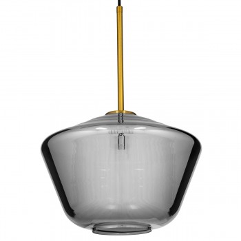 GloboStar® AMARIS 00873 Μοντέρνο Κρεμαστό Φωτιστικό Οροφής Μονόφωτο 1 x E27 Γυάλινο Φιμέ Νίκελ Φ30 x Υ22cm