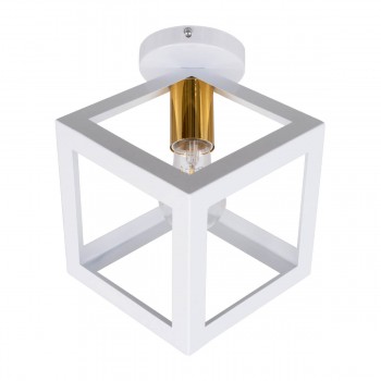 GloboStar® CUBE 00800 Μοντέρνο Φωτιστικό Οροφής Μονόφωτο Λευκό Μεταλλικό Πλέγμα Φ25 x Y25cm
