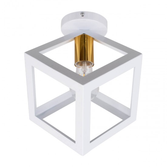 GloboStar® CUBE 00800 Μοντέρνο Φωτιστικό Οροφής Μονόφωτο Λευκό Μεταλλικό Πλέγμα Φ25 x Y25cm GloboStar® CUBE 00800 Μοντέρνο Φωτιστικό Οροφής Μονόφωτο Λευκό Μεταλλικό Πλέγμα Φ25 x Y25cm