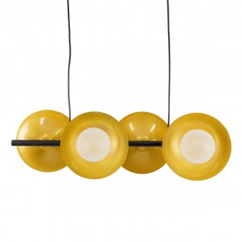 GloboStar® JOLIET 00782 Μοντέρνο Κρεμαστό Φωτιστικό Οροφής Πολύφωτο 4 x G9 AC 230V Μαύρο - Χρυσό Μεταλλικό Πλέγμα Μ65 x Π28 x Υ20cm
