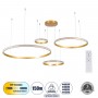 GloboStar® DIAMOND TETRA 61149 Κρεμαστό Φωτιστικό Δαχτυλίδι-Κύκλος LED CCT 150W 18379lm 360° AC 220-240V - Εναλλαγή Φωτισμού μέσω Τηλεχειριστηρίου All In One Ψυχρό 6000k+Φυσικό 4500k+Θερμό 2700k Dimmable Φ25+40+60+80cm - Χρυσό Βούρτσας - 3 Years Warranty
