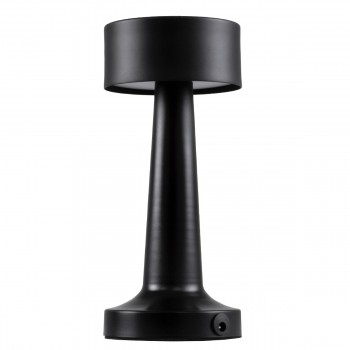 GloboStar® BELLA 76503 Μοντέρνο Επιτραπέζιο Φωτιστικό Πορτατίφ LED 1.5W 105lm 120° DC 5V Επαναφορτιζόμενο με Μπαταρία Li-ion 1800mAh - Διακόπτη Αφής με 3 Εντάσεις Φωτισμού Θερμό Λευκό 2700K Dimmable - Φ9 x 21cm - Μαύρο