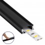 GloboStar® 70806-1M Επιφανειακό Προφίλ Αλουμινίου Μαύρο με Μαύρο Οπάλ Κάλυμμα για 1 Σειρά Ταινίας LED Πατητό - Press On 1 Μέτρο