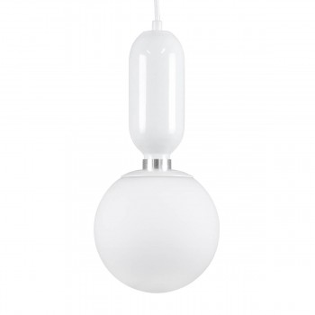 GloboStar® MAVERICK 00944 Μοντέρνο Κρεμαστό Φωτιστικό Οροφής Μονόφωτο 1 x E27 Λευκό Μεταλλικό Γυάλινο Μπάλα Φ15 x Υ15cm