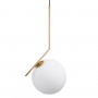 GloboStar® MONROE 00956 Μοντέρνο Κρεμαστό Φωτιστικό Οροφής Μονόφωτο 1 x E27 Χρυσό - Λευκό Μεταλλικό Μπάλα Φ30 x Υ75cm