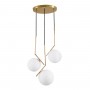 GloboStar® MONROE 00953 Μοντέρνο Κρεμαστό Φωτιστικό Οροφής Τρίφωτο 3 x E27 Χρυσό - Λευκό Μεταλλικό Μπάλα Φ60 x Υ50cm