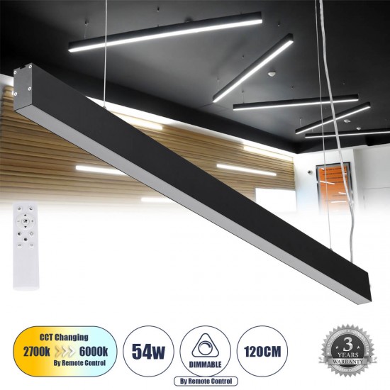 GloboStar® FELIX 61028-P Γραμμικό Κρεμαστό Φωτιστικό Linear LED CCT 54W 6500lm 120° AC 220-240V Μ120 x Π3.5 x Υ7cm - Εναλλαγή Φωτισμού μέσω Τηλεχειριστηρίου All In One Ψυχρό 6000k+Φυσικό 4500k+Θερμό 2700k Dimmable - Μαύρο - 3 Years Warranty GloboStar® FELIX 61028-P Γραμμικό Κρεμαστό Φωτιστικό Linear LED CCT 54W 6500lm 120° AC 220-240V Μ120 x Π3.5 x Υ7cm - Εναλλαγή Φωτισμού μέσω Τηλεχειριστηρίου All In One Ψυχρό 6000k+Φυσικό 4500k+Θερμό 2700k Dimmable - Μαύρο - 3 Years Warranty