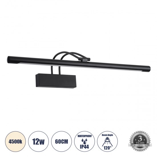 GloboStar® LAURA 60424 Μοντέρνο Φωτιστικό Τοίχου - Απλίκα Καθρέπτη Μπάνιου - Πίνακα LED 12W 1400lm 120° AC 220-240V IP44 Μ60 x Π27 x Υ13cm - Φυσικό Λευκό 4500K - Μαύρο - 3 Years Warranty GloboStar® LAURA 60424 Μοντέρνο Φωτιστικό Τοίχου - Απλίκα Καθρέπτη Μπάνιου - Πίνακα LED 12W 1400lm 120° AC 220-240V IP44 Μ60 x Π27 x Υ13cm - Φυσικό Λευκό 4500K - Μαύρο - 3 Years Warranty